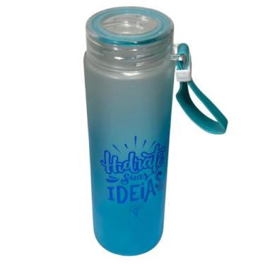 Imagem de Garrafa de Água Hidrate suas Ideias em Vidro Fosco 420ml - Flashgoods,