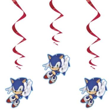 Imagem de Sonic the Hedgehog Hanging Swirl Decorations (Pack of 3) - Eye-Catching Red & Blue Design, Perfect for Indoor & Outdoor Use