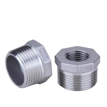 Imagem de CONSTELLAR Encaixe de tubo de aço inoxidável 304, NPT macho de 2,5 cm para NPT fêmea de 1/5.1 cm, bucha redutora/redutora fêmea, bucha sextavada adaptador (2 peças)