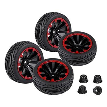 Imagem de Pneus universais de roda de borracha 4 peças para veículos de carro de estrada 1/10