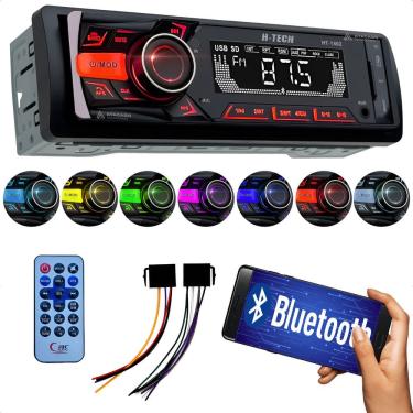 Imagem de Rádio Auto Som Automotivo Aparelho MP3 p/ Carro Entrada USB SD Aux Bluetooth 
