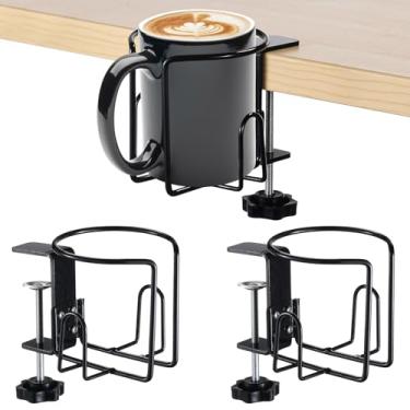 Imagem de Suportes ajustáveis para copos de mesa de 2 peças, suportes de café fixados para mesas e cadeiras de rodas, montagem segura para superfícies horizontais ou verticais