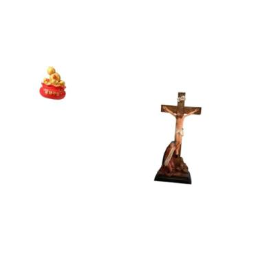 Imagem de Fenteer Estatueta de Bacia de para Festival, Ornamento Artístico com Escultura de Jesus Sagrado E Estátua Da Mãe Maria para Mesa de Quarto, Presente D