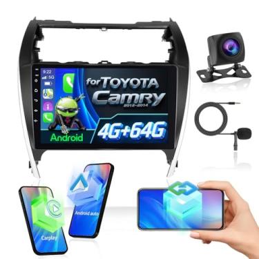 Imagem de [4G + 64G] Rádio automotivo para Toyota Camry 2012 2013 2014 com carplay sem fio/Android Auto, tela sensível ao toque Volxcereo 10 polegadas, suporte estéreo GPS, Bluetooth, SWC, EQ DSP Audio