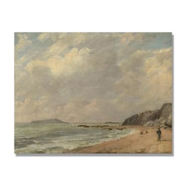Imagem de NHLDZYH Arte em tela de paisagem estilo Constable, (Osmington Bay), pintura romântica do campo inglês, decoração de parede texturizada com pincelada pesada. Apenas tela 30x40cm-11,8x15,7 pol