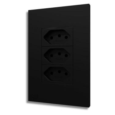 Imagem de Conjunto 3 Tomadas Tripolar 20a 3pino Placa 4x2 Black - Blux - B.Lux