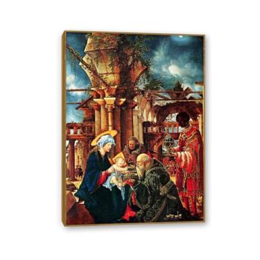 Imagem de Pôster de parede Albrecht Altdorfer A Adoração dos Magos Giclee impressões em tela Albrecht Altdorfer decoração de parede para sala de estar quarto banheiro decoração de casa 85 x 60 cm (83.8x61.0 cm