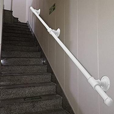 Imagem de SENNIAN Corrimão de escada industrial rústica (1 pés-6 m). corrimão de montagem na parede, trilhos de escadas de tubo de ferro forjado, trilho de mão para varanda e varanda (tamanho: 900 m)