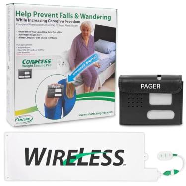 Imagem de Alarme de cama para idosos Segurança Monitor sem fios com sensor almofadado 10x15 polegadas Alarmes de cama para prevenção de quedas para idosos com demência Conjunto