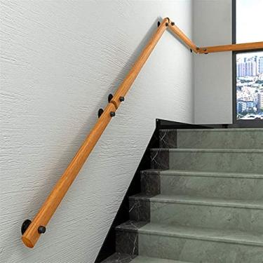 Imagem de Escadas de madeira maciça, corrimãos de madeira antiderrapantes, corrimãos profissionais de pinheiro, corrimãos de escada sem barreiras domésticas para idosos (1 pés-6 m) (tamanho: 5,8 m)