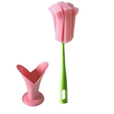 Imagem de Escova de limpeza de vidro | Escova de copo doméstico de flores, ferramenta de limpeza doméstica, utensílio de cozinha para amigos, família, mulheres, adultos