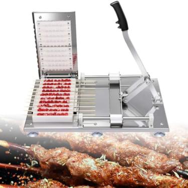 Imagem de Espetinho de aço inoxidável com 10 furos, máquina de espeto de carne para churrasco, para fazer espetinhos de vegetais