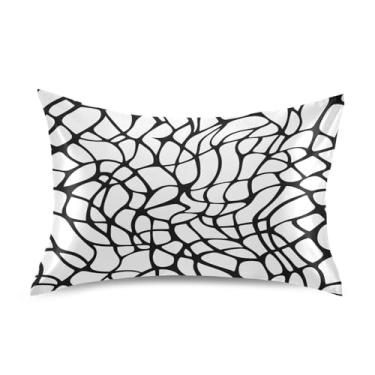 Imagem de ATTX Fronha de teia de aranha de Halloween com fecho de envelope para cabelo e pele, macia, respirável, suave, ambos os lados, capa de almofada de seda refrescante (Queen 50 cm × 76 cm, 1 peça) #415