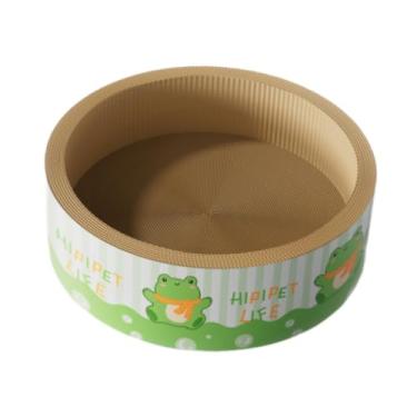 Imagem de Fenteer Arranhador para gatos, cama, tigela, arranhador de papel ondulado, brinquedo interativo, e confortável para gatos de interior, almofada, Verde