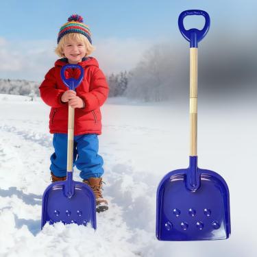 Imagem de Dxmimer Pá de neve infantil azul – Pá de neve ajustável para crianças pequenas de 56 a 81 cm com alça de madeira removível com colher de plástico e aderência em D
