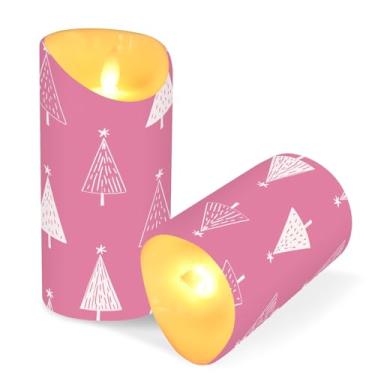 Imagem de Blueangle Pacote com 2 velas de árvore de Natal sem chama com controle remoto e temporizador, velas LED cintilantes (7,6 cm x 9,9 cm) para decoração de casa, casamento, acampamento (683)