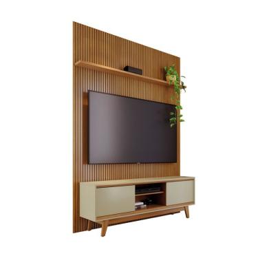 Imagem de Rack com Painel para TV até 65 Polegadas Milo 2 Portas Cumaru e Opala