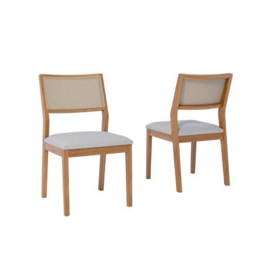 Imagem de Conjunto com 2 Cadeiras Oiti Linho Cinza e Madeira