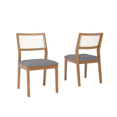 Imagem de Conjunto com 2 Cadeiras Bella Linho Grafite e Madeira