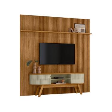 Imagem de Rack com Painel para TV até 75 Polegadas New Laguna 2 Portas Cumaru e Opala