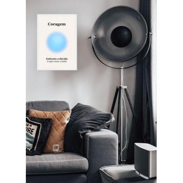 Imagem de Quadro Força/Coragem/Ação com Vidro e Moldura Branca Tamanho:21cm x 30