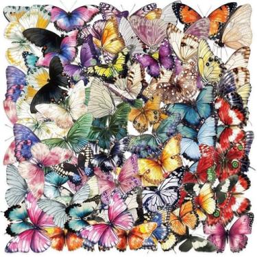 Imagem de Kit de adesivos de scrapbook de borboletas com 100 peças, adesivos autoadesivos de folhas transparentes para álbuns, cartas para adultos, decoração de garrafa de água faça você mesmo