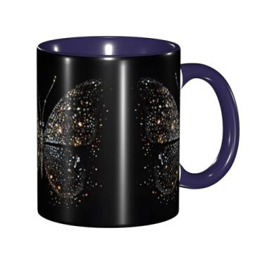 Imagem de Zeraoke Canecas de café criativas com estampa de borboletas de strass, personalizadas, presente para a família, tamanho de 325 ml, unissex