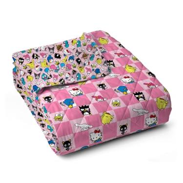Imagem de Cobertor acolchoado Hello Kitty & Friends – Lã com estampa xadrez macia | Cobertor oficial Sanrio para cama, sofá ou presente | 152 x 203 cm
