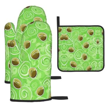 Imagem de Kiwi Bird Cute – Conjunto de cozinha essencial com 3 peças, luvas resistentes ao calor e aderência da tampa, proteção para churrasco no forno, design de armazenamento suspenso.