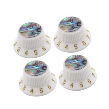Imagem de JunZheHub Conjunto de 4 Botões para Guitarra Elétrica - Potenciômetro Rotativo de Volume E Tom - Estilo Chapéu em - Material PP - Ideal para Profissiona, Carta de Ouro Branco