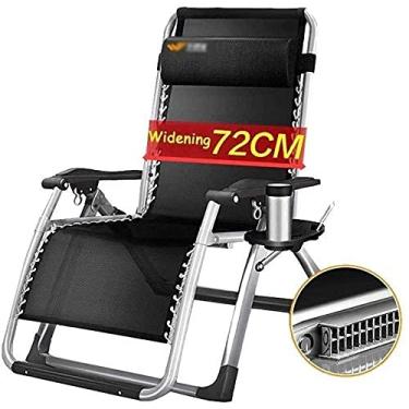 Imagem de LMJYU Cadeiras reclináveis de pátio confortáveis com gravidade zero grande, cadeira reclinável de varanda com suporte de copo, assento largo dobrável, travesseiro removível de pescoço (cor: