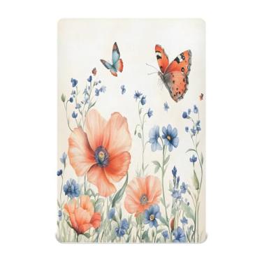 Imagem de STAYTOP Lençóis de berço de flores silvestres e borboletas para meninos e meninas, lençol com elástico para berço padrão e colchão infantil, de microfibra supermacia, 99 × 69 × 5 cm