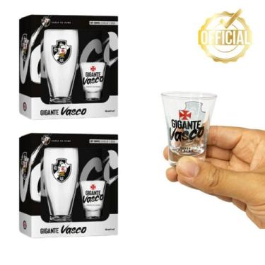 Imagem de Kit 2 Copo Munich Tulipa Cerveja + 2 Copo Shot Dose Pinga - Brasfoot
