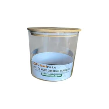 Imagem de Pote de Vidro Borossilicato Hermético com Tampa de Bambu, 800ml, 10cm Diâmetro, 12,5cm Altura, Vedação Silicone, Circular, Multiuso