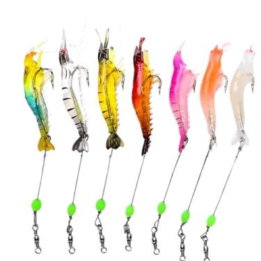Imagem de Kit 5 Isca Artificial Camarão Silicone Luminoso Com