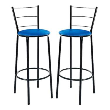 Imagem de Kit 2 Banquetas Alta Banco Bistro Desmontavel Preto Balcao Cozinha Área Gourmet 90cm Altura (VERMELHO) (AZUL)