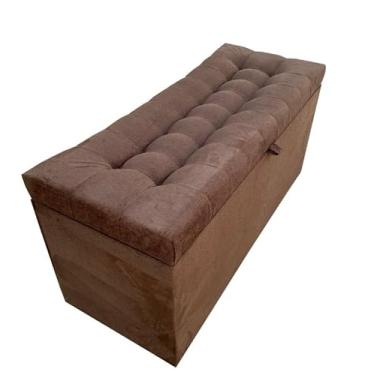 Imagem de Banqueta Decorativa Com EspaçO De Armazenamento - FáCil Acesso(Marrom suede,Pés em PVC)