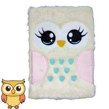 Imagem de Caderno/Agenda Coruja Fofa, Pelúcia, 80 Folhas, 21x14cm, Papel Premium (Amarela)