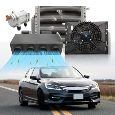 Imagem de Ar condicionado sob o painel de 12 V 10.000 BTU, sistema universal de unidade A/C de 12 volts, kit AC Underdash de 12 V CC com compressor e condensador de 20 cc, baixo ruído para trailer, trailer