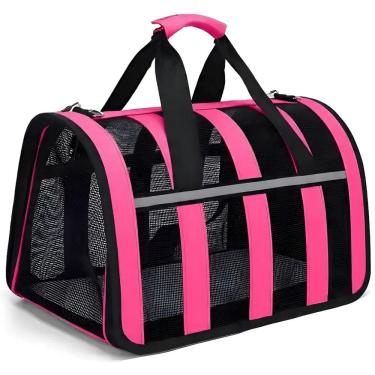 Imagem de Bolsa Transporte Pet Gato Cachorro Cao Coelho Animais Estimaçao Viagem Passeio Mala Portatil Aviao Carro Faixa Refletiva
