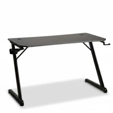 Imagem de Mesa Gamer Husky Snow, Preto - Superfície em Fibra de Carbono, Suporte