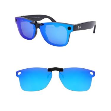 Imagem de HILEEN Clip-on polarizado para óculos de sol Ray-Ban Meta Wayfarer RW4006 e Gen 2 RW4012 Regular 50-22 - Azul gelo