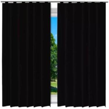Imagem de Cortina opaca bloqueadora de luz para quarto, tecido, ilhos, elegante, preta, grande, duravel.