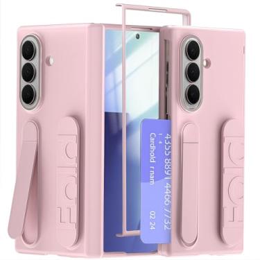 Imagem de YQODSZ Alça de pulso para Samsung Galaxy Z Fold 7 com compartimento para cartão, [alça de dedo] [suporte] [protetor de tela frontal] Capa protetora fina de proteção de dobradiça de cobertura total