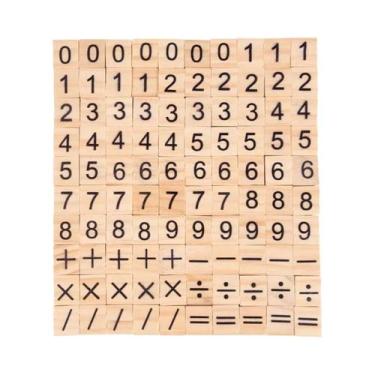 Imagem de Blocos De Letras E Números De Madeira 100 Peças Brinquedos Educativos 