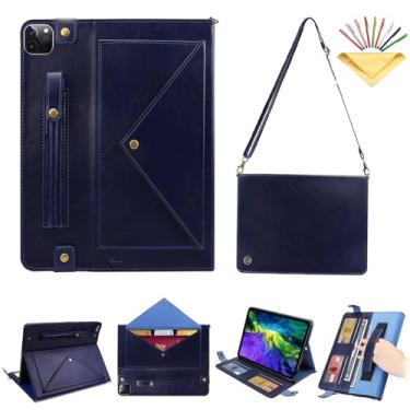 Imagem de UUcovers Capa tiracolo para iPad Air de 13 polegadas M3/M2 (2025/2024) com suporte para lápis, alça de ombro/alça de mão/bolsos, bolsa de transporte de couro PU com suporte fólio, capa magnética para