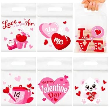 Imagem de FOIMAS 36 peças, bolsa de presente de celofane para o Dia dos Namorados, sacos de doces com 6 designs e zíper para o dia dos namorados, lembrancinhas de festa infantil, para sala de aula, troca de