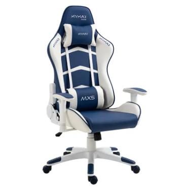 Imagem de Cadeira Gamer Mymax MX5, Até 150Kg, com Almofadas,                           Giratória Branco/Azul Marinho Ergonômica e Confortável