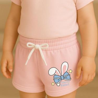 Imagem de Short Moletinho Infantil Estampado Feminino Clever Rabbit Fofinho Vers