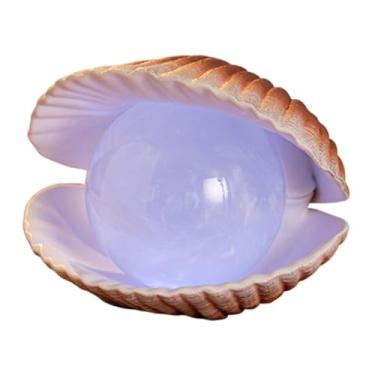 Imagem de Fenteer Abajur de cabeceira com tema de praia e música, decoração para casa, luminária de mesa em formato de concha para sala de jantar, dormitório ou para